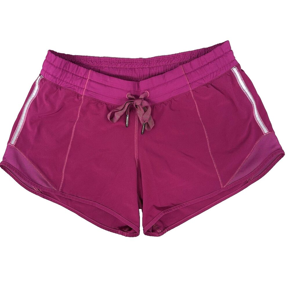 Lululemon Hotty Hot Shorts 4 Lined 4" Long Purple Pink Deep Fuschia Running